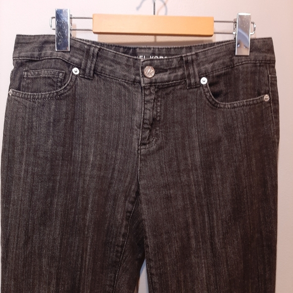 ❌SOLD❌MICHAEL KORS Striated Bootcut Jeans Zip Fly Flap Pocket MK Designer - Picture 3 of 16